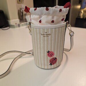 Kate Spade Dottie Ladybug Embroidered Straw Bucket Bag Crossbody